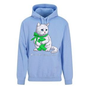 Traumatic Brain Injury Awareness Month Green Ribbon Cat Unisex Surf Hoodie