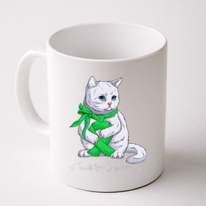 Traumatic Brain Injury Awareness Month Green Ribbon Cat Coffee Mug