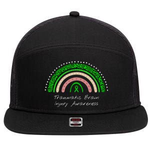 Traumatic Brain Injury Rainbow TBI Awareness 7 Panel Mesh Trucker Snapback Hat