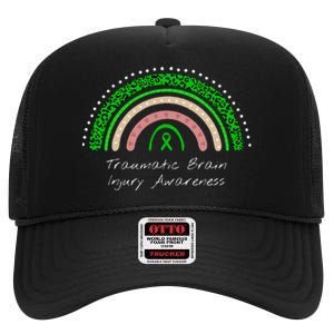 Traumatic Brain Injury Rainbow TBI Awareness High Crown Mesh Back Trucker Hat