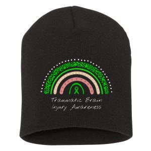 Traumatic Brain Injury Rainbow TBI Awareness Short Acrylic Beanie