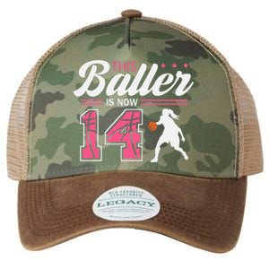 This Baller Is Now 14 Year Old Basketball 14th Birthday Legacy Tie Dye Trucker Hat