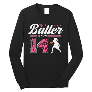 This Baller Is Now 14 Year Old Basketball 14th Birthday Long Sleeve Shirt