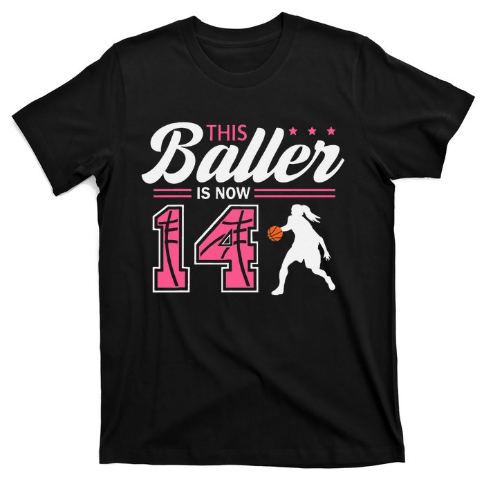 This Baller Is Now 14 Year Old Basketball 14th Birthday T-Shirt