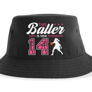 This Baller Is Now 14 Year Old Basketball 14th Birthday Sustainable Bucket Hat