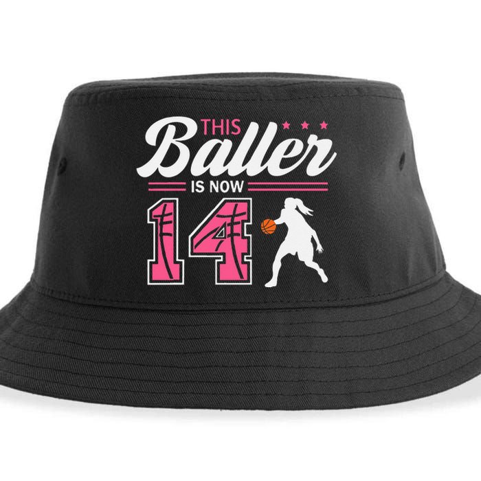 This Baller Is Now 14 Year Old Basketball 14th Birthday Sustainable Bucket Hat