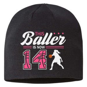 This Baller Is Now 14 Year Old Basketball 14th Birthday Sustainable Beanie