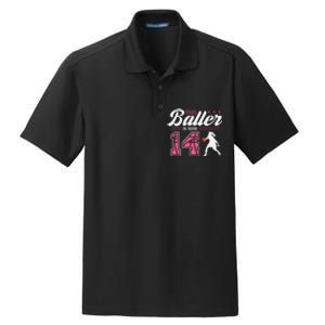 This Baller Is Now 14 Year Old Basketball 14th Birthday Dry Zone Grid Polo