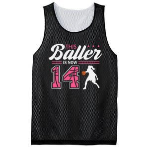 This Baller Is Now 14 Year Old Basketball 14th Birthday Mesh Reversible Basketball Jersey Tank