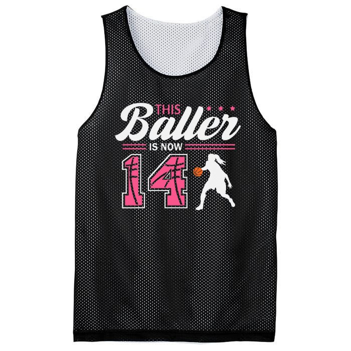 This Baller Is Now 14 Year Old Basketball 14th Birthday Mesh Reversible Basketball Jersey Tank