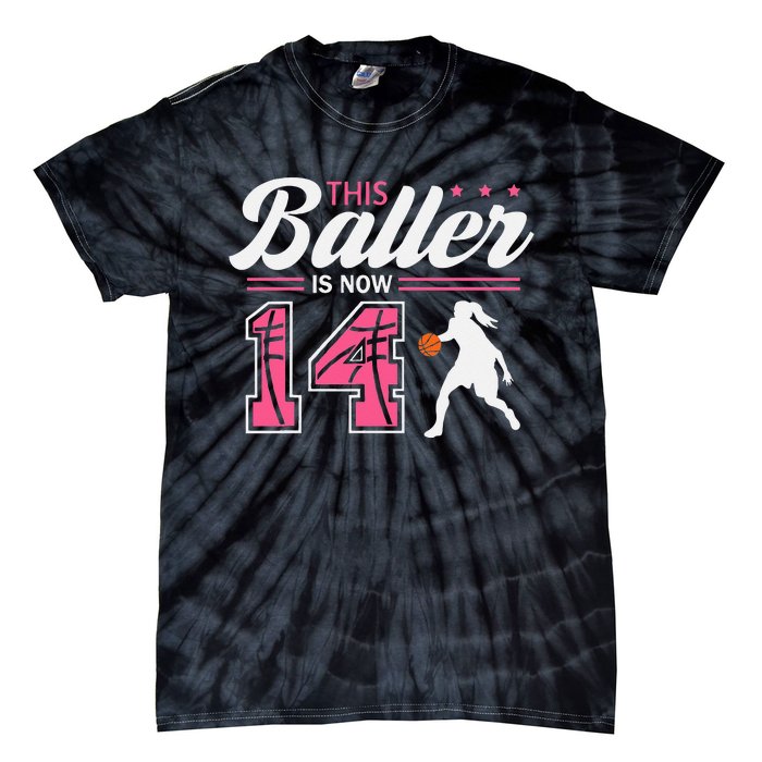 This Baller Is Now 14 Year Old Basketball 14th Birthday Tie-Dye T-Shirt