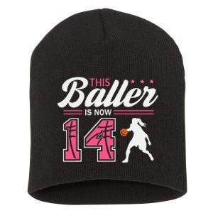 This Baller Is Now 14 Year Old Basketball 14th Birthday Short Acrylic Beanie