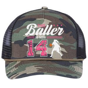 This Baller Is Now 14 Year Old Basketball 14th Birthday Retro Rope Trucker Hat Cap