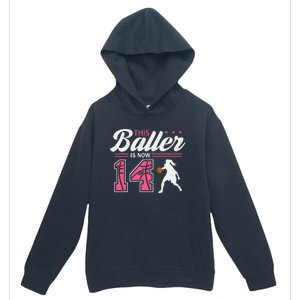 This Baller Is Now 14 Year Old Basketball 14th Birthday Urban Pullover Hoodie