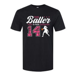 This Baller Is Now 14 Year Old Basketball 14th Birthday Softstyle CVC T-Shirt