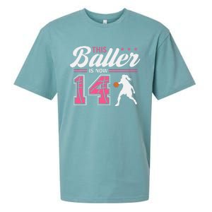 This Baller Is Now 14 Year Old Basketball 14th Birthday Sueded Cloud Jersey T-Shirt