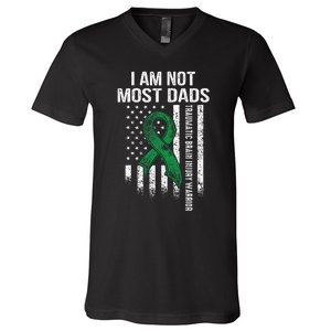 Traumatic Brain Injury Survivor Most Dads TBI Warrior V-Neck T-Shirt