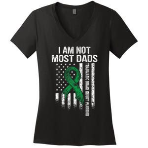 Traumatic Brain Injury Survivor Most Dads TBI Warrior Women's V-Neck T-Shirt