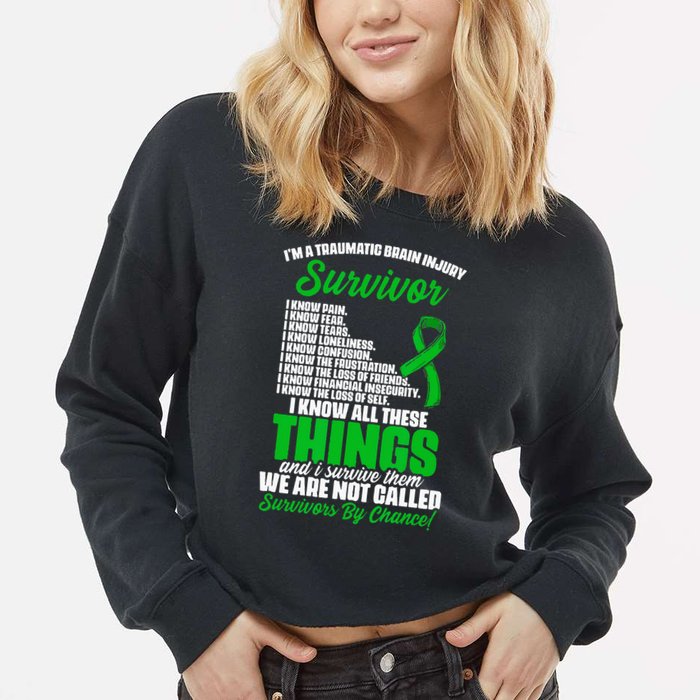 Traumatic Brain Injury Survivor Support TBI Survivor Cropped Pullover Crew