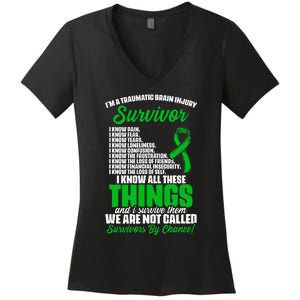 Traumatic Brain Injury Survivor Support TBI Survivor Women's V-Neck T-Shirt