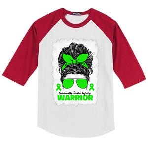 Traumatic Brain Injury Warrior For Women TBI Awareness Month Kids Colorblock Raglan Jersey