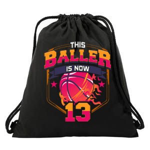 This Baller Is Now 13 Birthday Party Bday Celebration Drawstring Bag