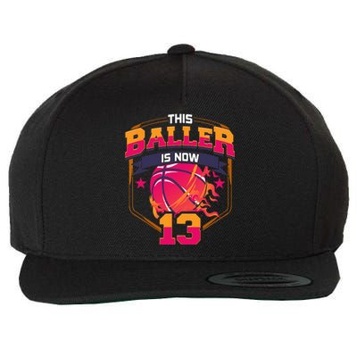 This Baller Is Now 13 Birthday Party Bday Celebration Wool Snapback Cap