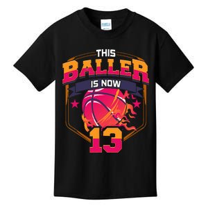 This Baller Is Now 13 Birthday Party Bday Celebration Kids T-Shirt