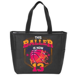 This Baller Is Now 13 Birthday Party Bday Celebration Zip Tote Bag