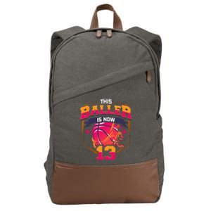 This Baller Is Now 13 Birthday Party Bday Celebration Cotton Canvas Backpack