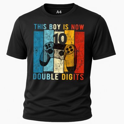 This Boy Is Now Double Digits 10th Birthday Boy 10 Year Old Performance Shirt
