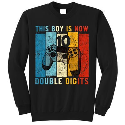This Boy Is Now Double Digits 10th Birthday Boy 10 Year Old Sweatshirt