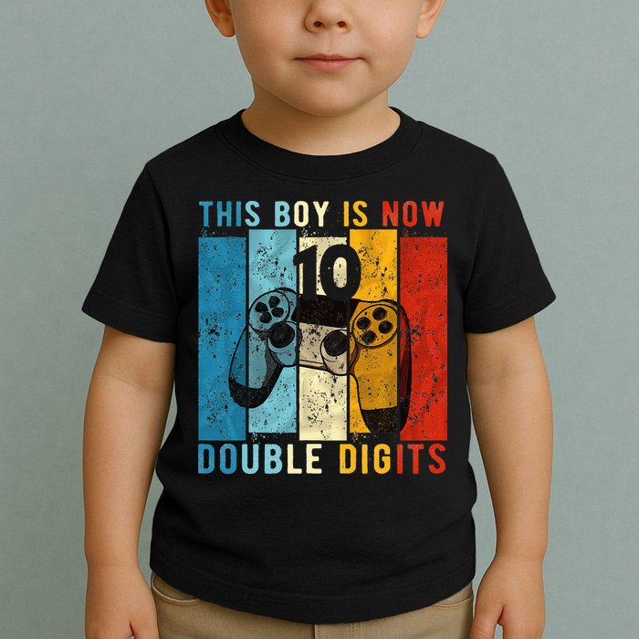 This Boy Is Now Double Digits 10th Birthday Boy 10 Year Old Toddler T-Shirt