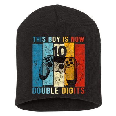 This Boy Is Now Double Digits 10th Birthday Boy 10 Year Old Short Acrylic Beanie