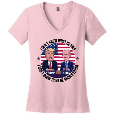 Trump Biden I DonT Know What He Said He DoesnT Either Women's V-Neck T-Shirt