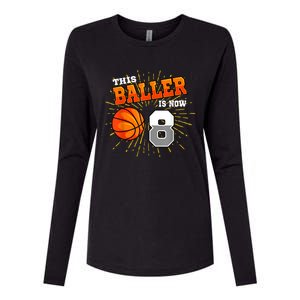 This Baller Is Now 8 Basketball 8th Birthday Party Womens Cotton Relaxed Long Sleeve T-Shirt