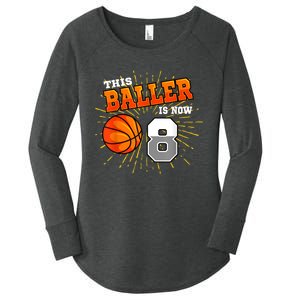 This Baller Is Now 8 Basketball 8th Birthday Party Women's Perfect Tri Tunic Long Sleeve Shirt