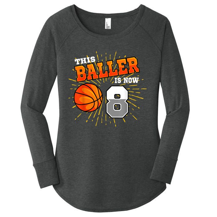 This Baller Is Now 8 Basketball 8th Birthday Party Women's Perfect Tri Tunic Long Sleeve Shirt