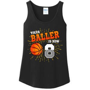 This Baller Is Now 8 Basketball 8th Birthday Party Ladies Essential Tank