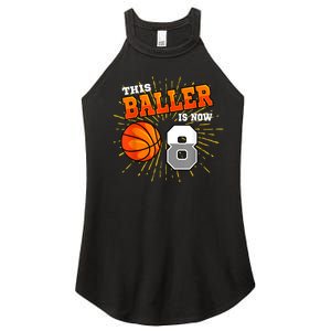 This Baller Is Now 8 Basketball 8th Birthday Party Women's Perfect Tri Rocker Tank