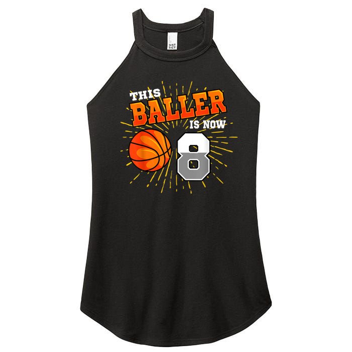 This Baller Is Now 8 Basketball 8th Birthday Party Women's Perfect Tri Rocker Tank