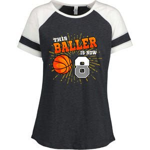 This Baller Is Now 8 Basketball 8th Birthday Party Enza Ladies Jersey Colorblock Tee