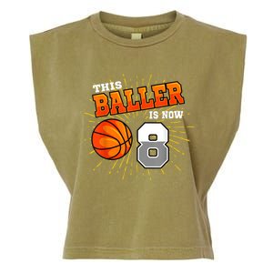 This Baller Is Now 8 Basketball 8th Birthday Party Garment-Dyed Women's Muscle Tee