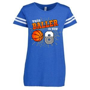 This Baller Is Now 8 Basketball 8th Birthday Party Enza Ladies Jersey Football T-Shirt