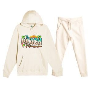 The Beach Is My Happy Place Vacation Summer Premium Hooded Sweatsuit Set