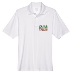 The Beach Is My Happy Place Vacation Summer Men's Origin Performance Pique Polo