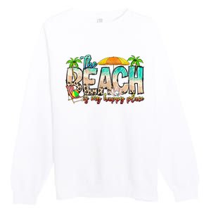 The Beach Is My Happy Place Vacation Summer Premium Crewneck Sweatshirt