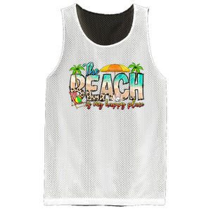 The Beach Is My Happy Place Vacation Summer Mesh Reversible Basketball Jersey Tank