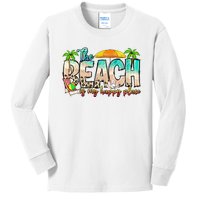 The Beach Is My Happy Place Vacation Summer Kids Long Sleeve Shirt