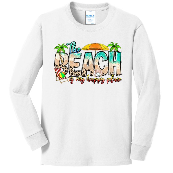 The Beach Is My Happy Place Vacation Summer Kids Long Sleeve Shirt